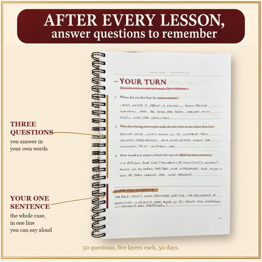 The lesson — two pages, all 5 layers